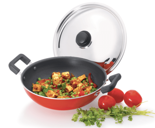 Premier Non Stick 24cm Kadai with SS Lid- (L x B x H) 29.5 x 25.4 x 11.1, Black - Image 2